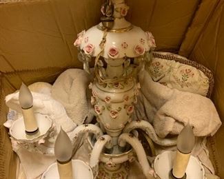 135. 5 Arm Porcelain Chandelier (22" x 26")