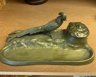 194. Brass Bird Hinged Lid Ink Well