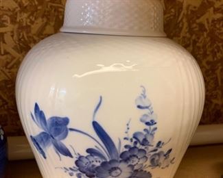 193. Royal Copenhagen Lidded Urn, Blue Flowers # 1791