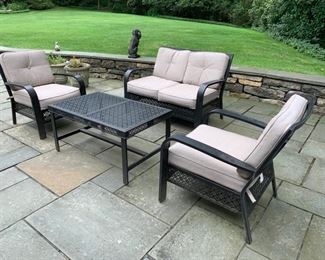 146. Powder Coated Cast Aluminum Loveseat
147. Pair of Powder Coated Cast Aluminum Chairs
148. Powder Coated Cast Aluminum Coffee Table
