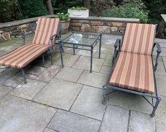 140. Pair of Brown Jordan Chaise Lounges
141. Brown Jordan Glass Top Table