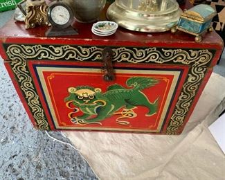 159. Small Asian Trunk w/ Lion (19" x 14" x 14")