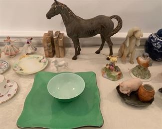 212. Limoges Marion Rebecca idc Paris square green plate & bowl set