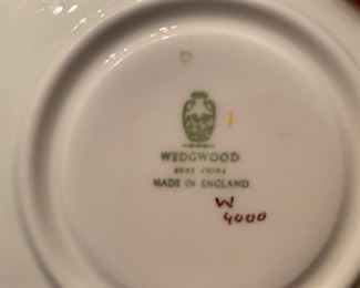 204. Wedgwood White & Gold Bone China 12-4 piece place settings & Gravy Boat W4000