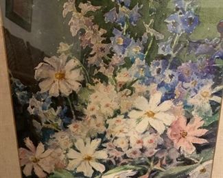 219. Watercolor Of Wildflowers Signed David Morrison (18" x 24")