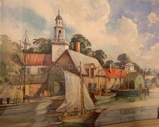 219. Watercolor Of River Scene Signed David Morrison (18" x 24")
