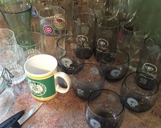 Assorted sporting collectable glassware.... Packers, Celtics, Cubs and much more!