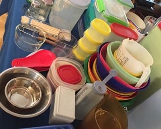 Assorted storage, bakeware, mixing bowls and much more