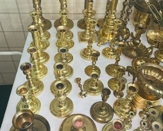 Baldwin brass candle sticks of varying sizes