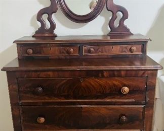 Antique cherry dresser with mirror