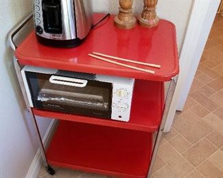 Red metal kitchen cart