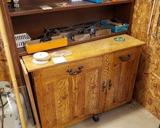 Wood storage cabinet on wheels