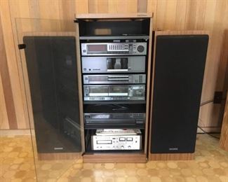 Kenwood Stereo Component System with Speakers, Tower, Centrex 8 Track Recording Deck and Manuals