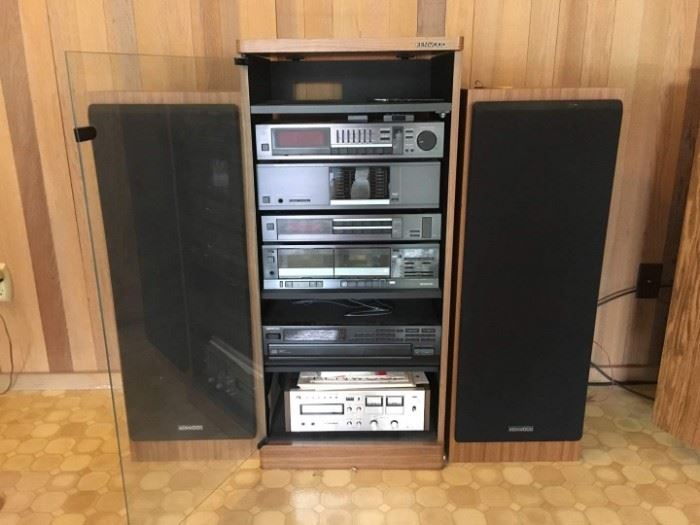 Kenwood Stereo Component System with Speakers, Tower, Centrex 8 Track Recording Deck and Manuals