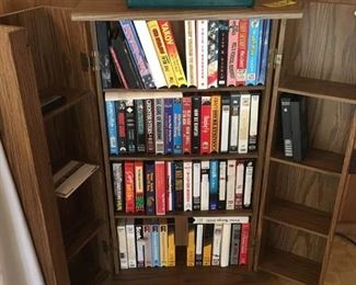Locking Hinged VHS Cabinet (13" x 20" When Closed, 39" Tall) with a Variety of Tapes and DVDS