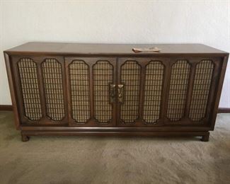 Retro TV/Stereo Cabinet with Speakers, Place for Turntable & TV, Sliding Doors, Secret Storage, Original Magazine Ad