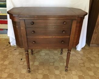 Antique Wood Cabinet, Built-in WHITE Rotary Electric Sewing Machine, Accessories, Original Instructions