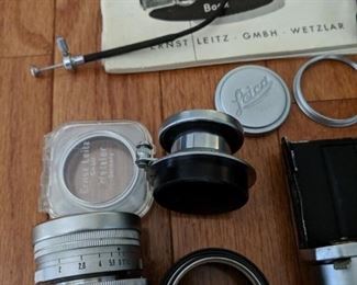 Vintage Leica camera with lenses