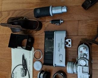 Vintage Leica camera with lenses