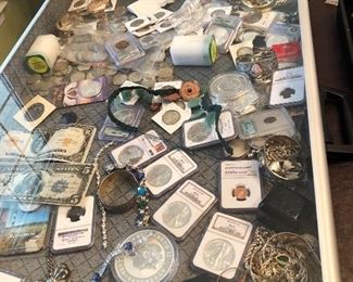 Coins and jewelry