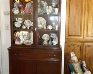 ANTIQUE HUTCH AND CHINA