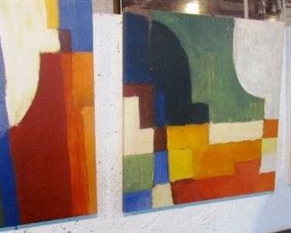 A trio of prints on canvas,  Copies of "Farbige Formen", done in 1913 by August Macke