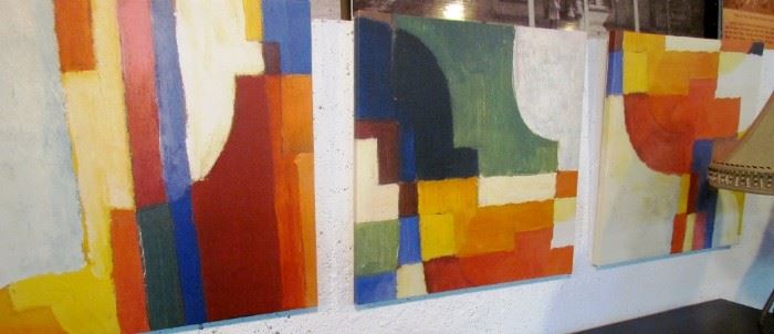 A trio of prints on canvas,  Copies of "Farbige Formen", done in 1913 by August Macke