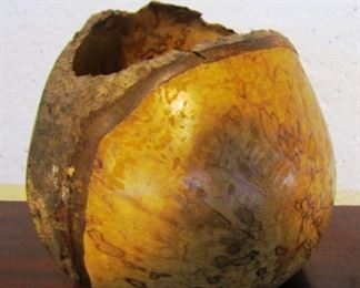 Wood turned vase, spalted maple, signed David Hughes "90"