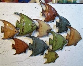 Metal fishes wall art