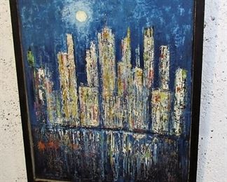 City scape, OOC, signed C.K. Lee, '71