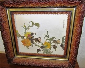 Floral painting in antique frame, signed Ada Sumner