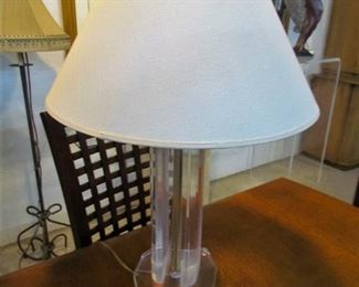 Lucite table lamp with new shade