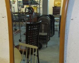 Art deco mirror with maple frame