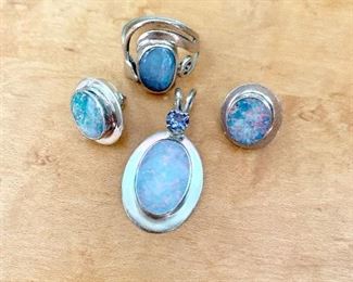 Sterling silver and Opal set signed 