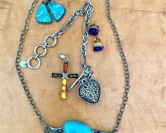 Amber cross, turquoise and more