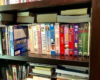 Books and large collection of Princess Diana VCR's