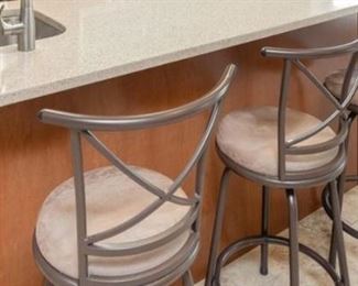 Three Sofa Seat Metal Bar Stools. Great Looking!