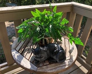 Flower Arrangement with ceramic Kitten.  