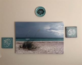 This Beach Scene Water Color Art on Canvas is 16” x 24” and  is featured with additional art.