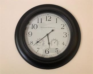 Keep on Time with this 16” Large  Gillmont Clock with Thermometer and Hygrometer ready for any room. Battery Operated Wall Clock for Home/Garden/Patio. 