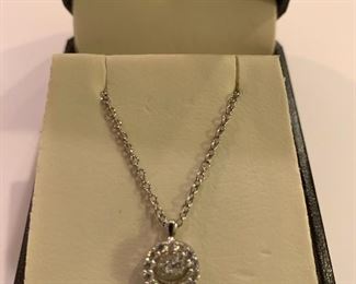 Floating CZ stone set in Sterling Silver w/ Sterling Silver Chain