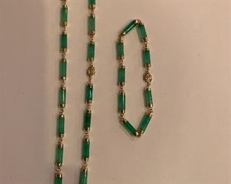 14k gold & jade necklace and bracelet