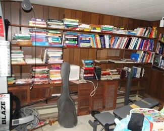 Books galore and Yamaha guirar