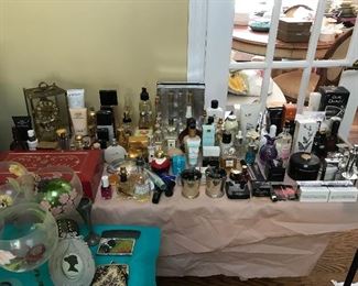 Two tables of perfume