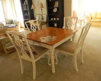 $125 Wonderful farm table $125 and 4 vintage Chippendale style chairs at $125 for the four chairs