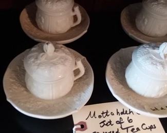 Mottahdeh covered tea cups or soups and saucer- exquisite rose pattern -must see!!