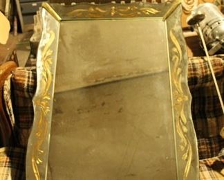 Cool 1940's vintage mirror with wood carved back $150