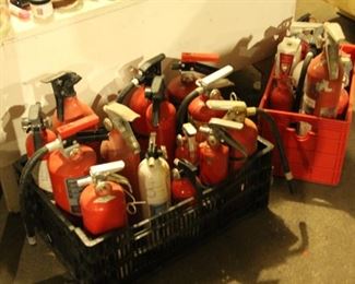 Fire extinguishers, tons, over 50, most rechargeable, some new, $5 for small and $10 for the real big ones