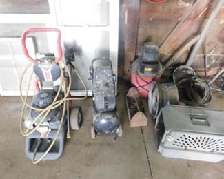 Simpson 3100 psi power washer, compressor, shop vac