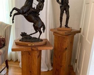 The Sheriff and Scouting The West by Jack Bryant Sr. Bronze sculpture 